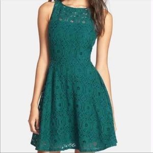 BB Dakota Renly Fit and Flare Lace Dress Evergreen